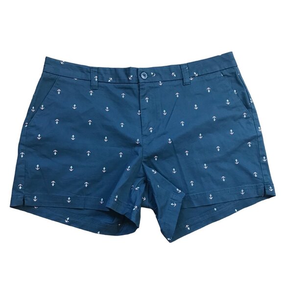 Magellan Happy Camper Shorts Women's‎ Plus Size 16 Cotton, Nautical Anchor Print - Picture 1 of 11